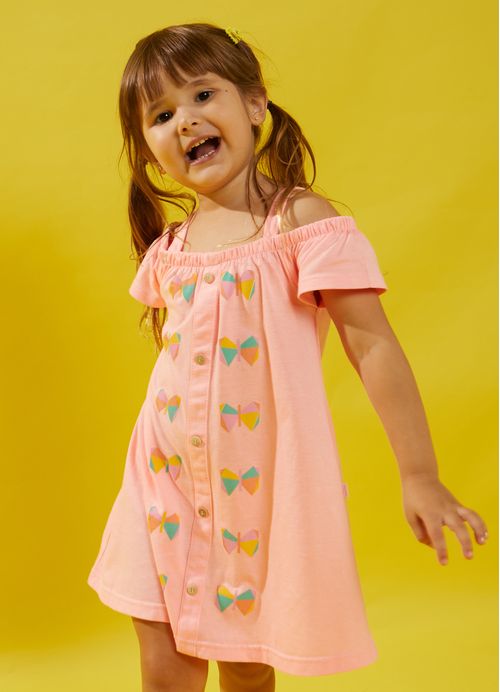 Vestido Infantil  Borboletas Color - Tam. 1 a 10 anos