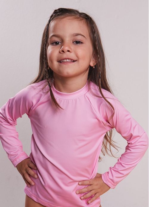 Blusa UV Infantil Menina Cogumelo Rosa – Tam. 6 meses a 10 anos – Rosa