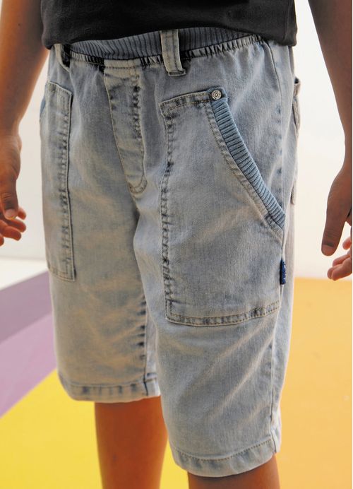 Bermuda Infantil Jeans Claro Menino - Tam. 10 a 16 anos