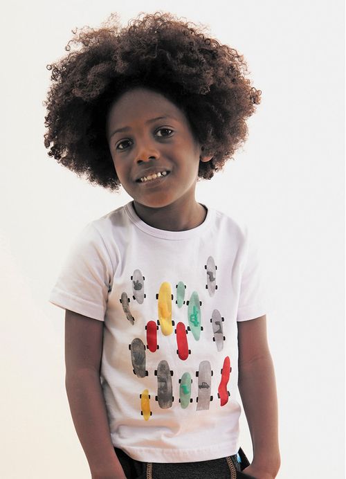 Camiseta Infantil Menino Estampa Tudo que Eu Gosto - Tam. 1 a 10 anos - Branco