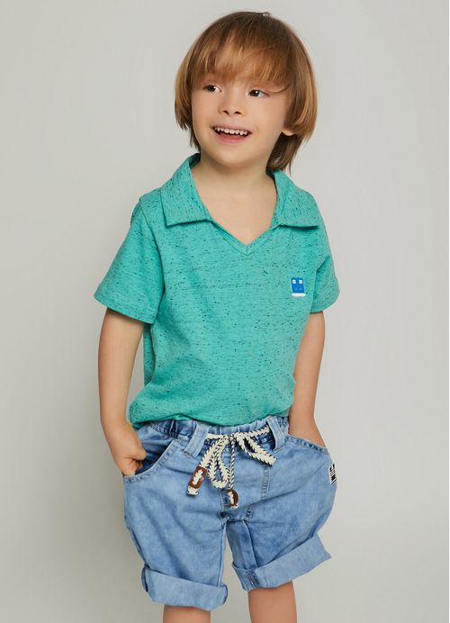 Camiseta Infantil Menino Diversão na Floresta – Tam. 1 a 10 anos – Azul e Verde