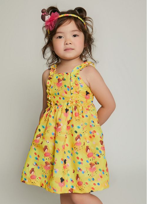 Vestido Infantil Estampa Balé – Tam. 1 a 10 anos – Amarelo
