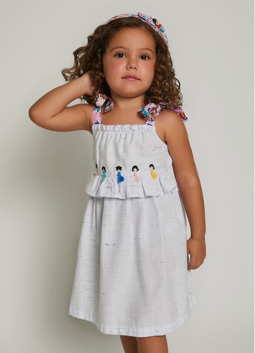 Vestido Infantil La Casa Azul – Tam. 1 a 10 anos – Branco