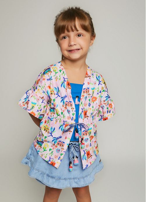 Kimono Infantil Menina Estampa La Casa Azul – Tam. 1 a 10 anos