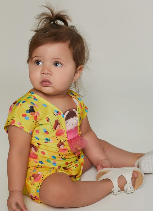 Pimpão Infantil Menina Estampa Balé – Tam. 3 a 12 meses – Amarelo