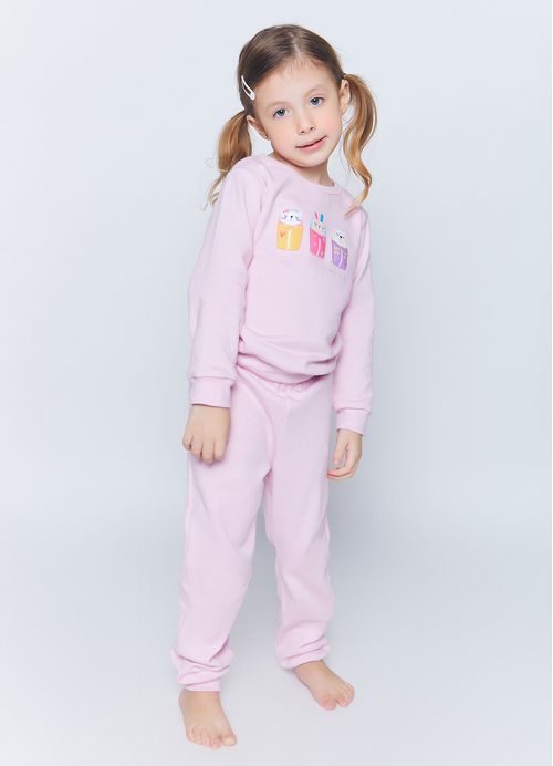 Pijama Infantil Menina Bichinhos Dorminhocos - Tam.1 a 10 anos - Rosa