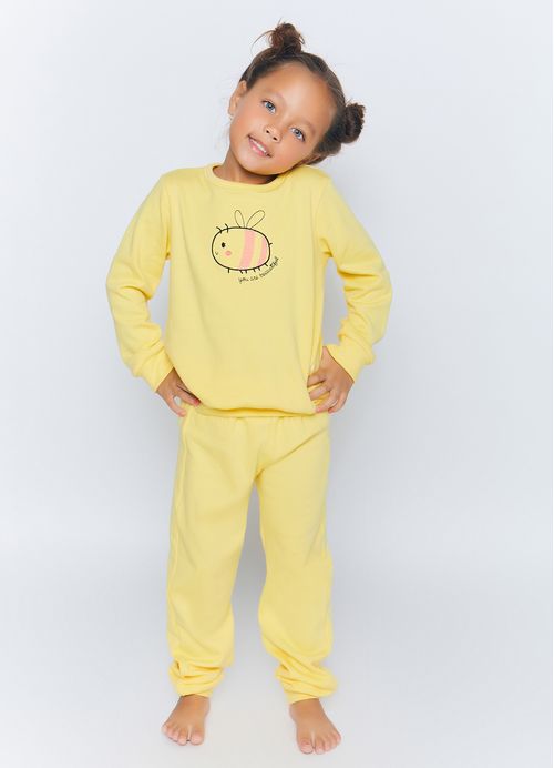Pijama Infantil Menina Abelhinha Fofa - Tam.1 a 10 anos - Amarelo
