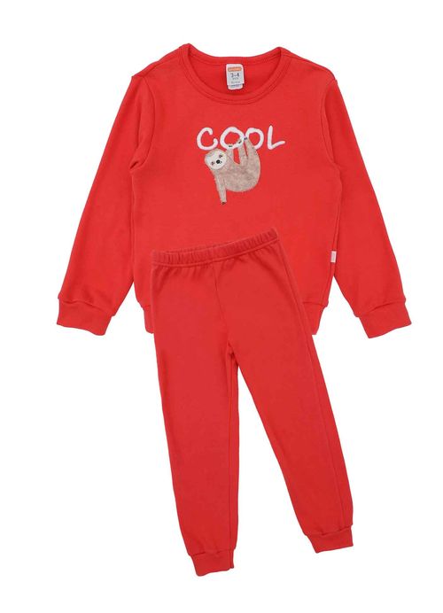 Pijama Infantil Menino Preguicinha - Tam. 6 meses a 10 anos - Vermelho
