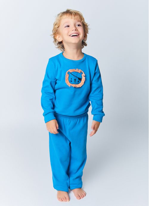 Pijama Infantil Menino Leãozinho Pirata - Tam.1 a 10 anos - Azul