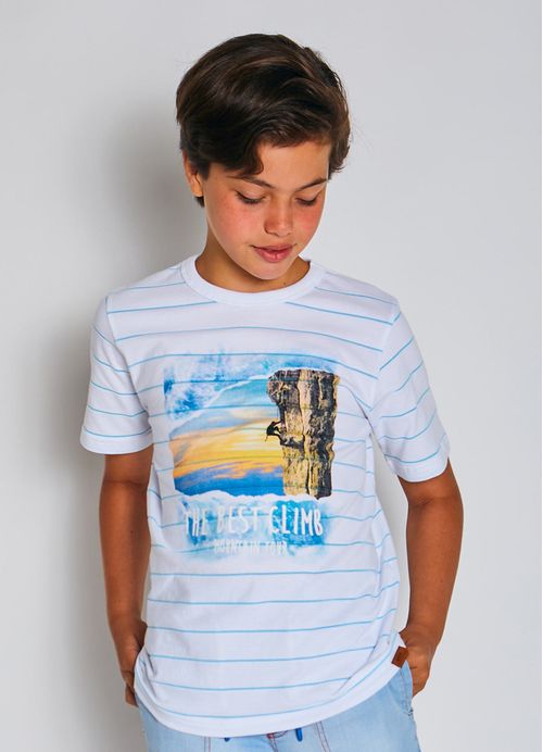 Camiseta Infantil Menino Estampa Manobra Radical – Tam. 10 a 16 anos – Branco