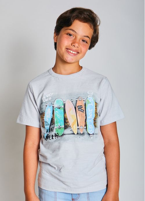 Camiseta Infantil Menino Estampa Surf Legal – Tam. 10 a 16 anos – Offwhite