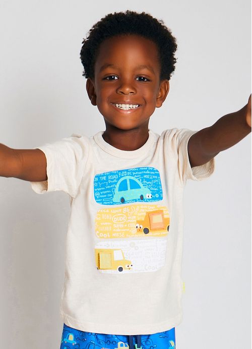 Camiseta Infantil Menino Estampa Carros – Tam. 1 a 10 anos – Areia