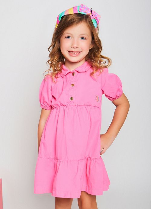 Vestido Sarja Infantil Borbohouse – Tam. 1 a 10 anos – Rosa