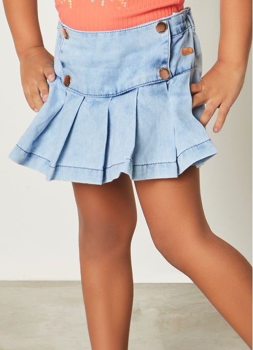 Short Saia Infantil Jeans – Tam. 1 a 10 anos