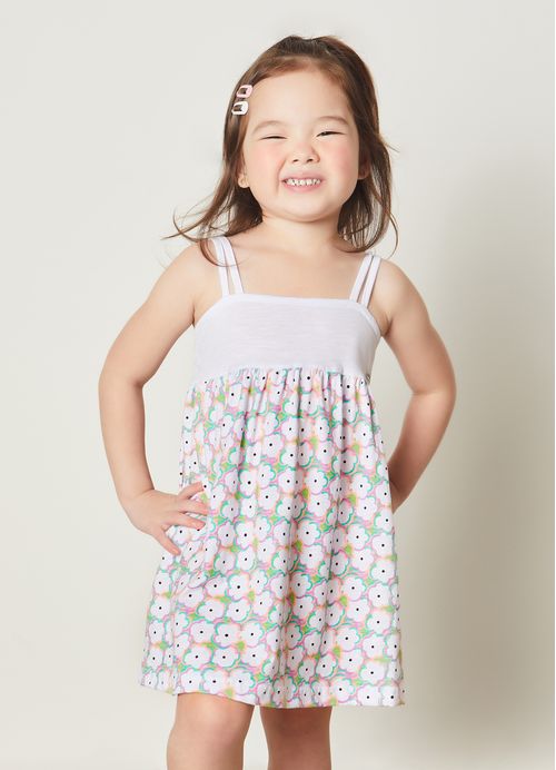 Vestido Infantil Estampa Flores Coloridas – Tam. 1 a 10 anos - Branco