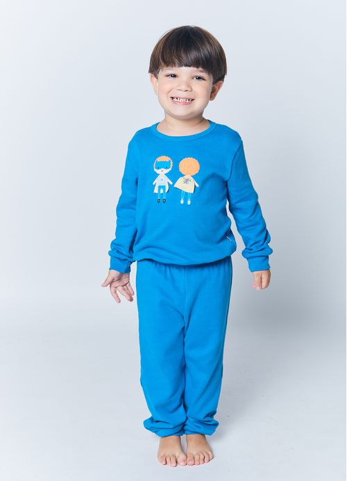 Pijama Infantil Menino Super-herói - Tam. 6 meses a 10 anos - Azul