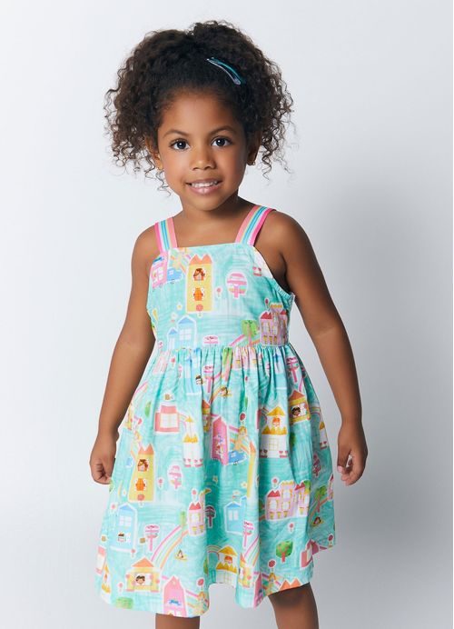 Vestido Infantil Estampa Vida de Princesa – Tam. 1 a 10 anos – Verde