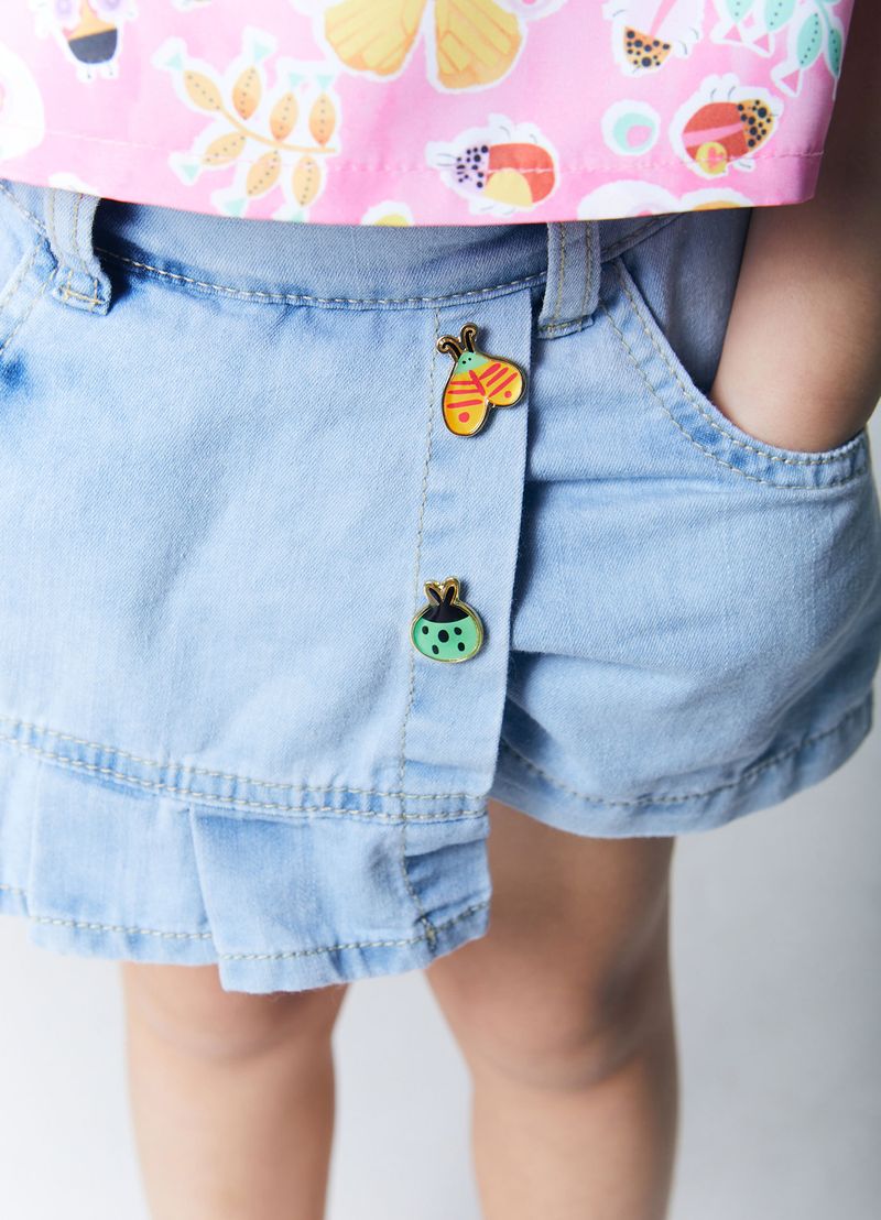 Saia jeans best sale infantil com babado