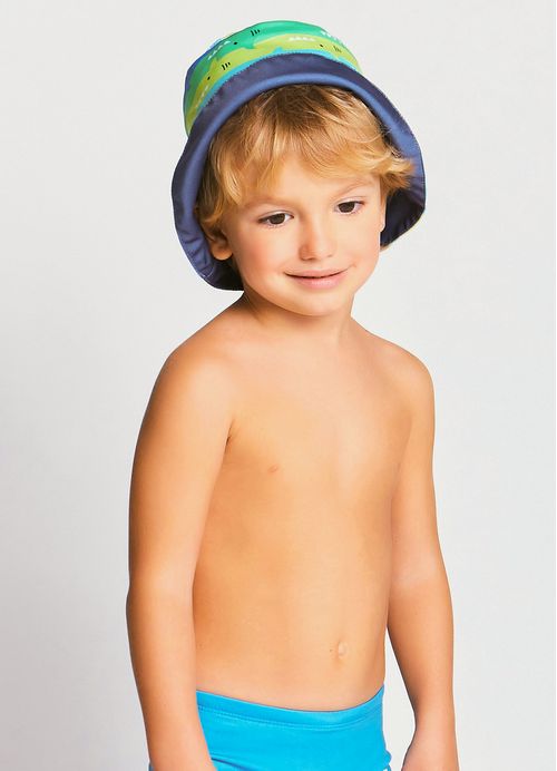 Bucket Infantil Menino Estampa Smart Shark  – Tam. 3 a 10 anos – Verde e Azul