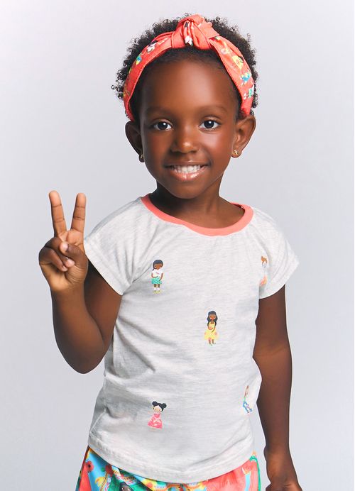 Blusa Infantil Menina Lenço Color – Tam. 1 a 10 anos – Mescla