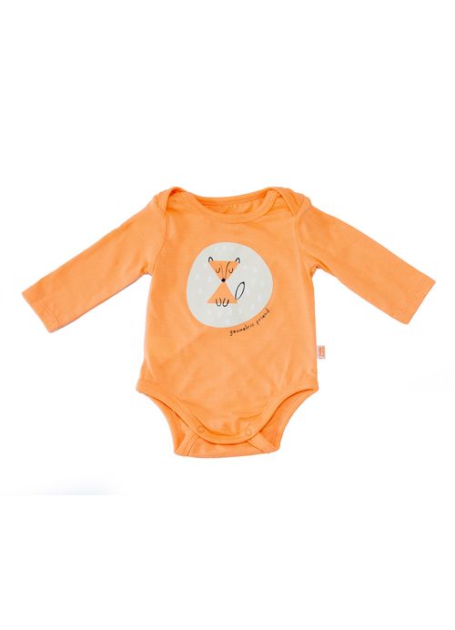 Kit 2 Bodies Infantis Unissex Estampa Animais Geométricos – Tam. 0 a 3 meses – Amarelo e Laranja