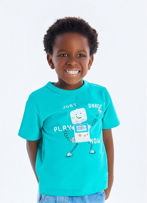 Camiseta Infantil Menino Estampa Just Dance – Tam. 1 a 10 anos – Hortelã