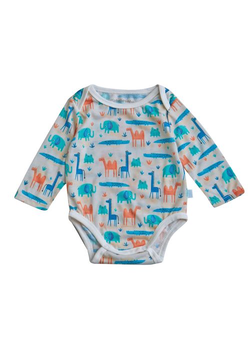 Body Infantil Menino Estampa Amiguinhos da Natureza- Tam. 0 a 3 meses – Off White