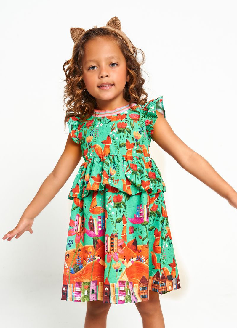 Vestido Estampado Jogo da Velha Infantil Menina - Marshoes