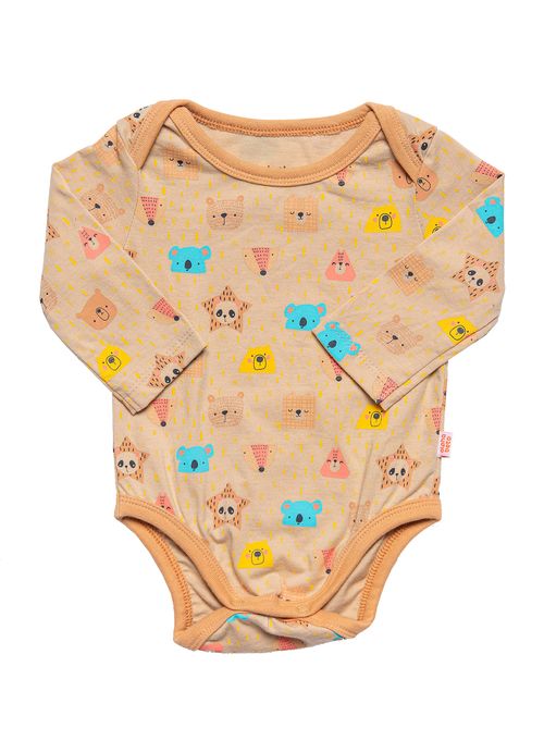 Body Infantil Bebê Unissex Estampa Geobichinhos – Tam. 0 a 3 meses – Areia