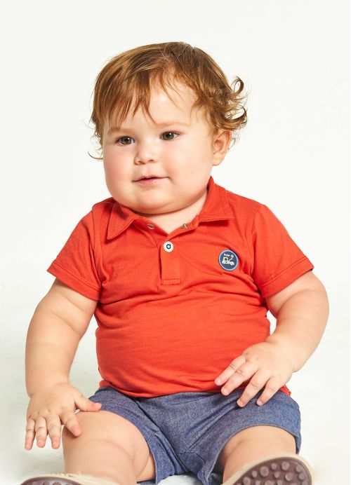 Conjunto Infantil Bebê Menino Camiseta + Short Vrum Vrum – Tam. 3 a 12 meses – Vermelho e Jeans