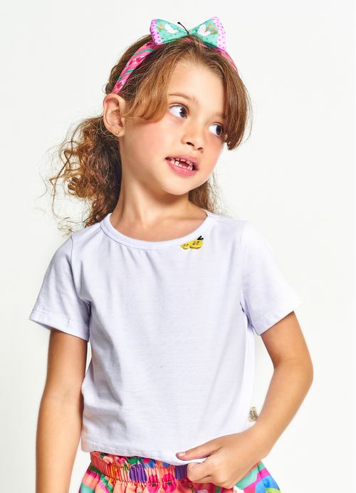 Blusa Infantil Menina Jardim de Asas – Tam. 1 a 12 anos – Branco e Cereja
