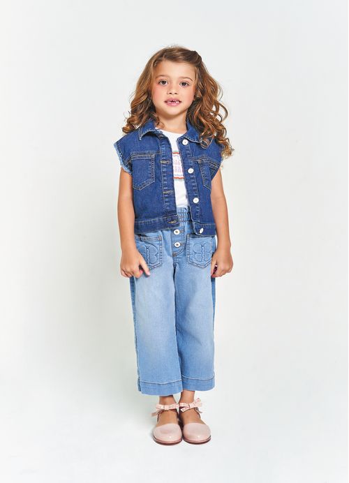 Colete Infantil Menina Estampa Borboletando – Tam. 1 a 12 anos – Jeans