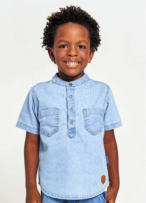 Camisa Infantil Menino Estampa Inventando Moda – Tam. 1 a 12 anos – Jeans