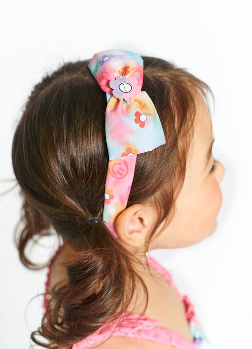 Arco Infantil para Cabelo Estampa Arte Em Flores – Tam. U – Rosa e Azul