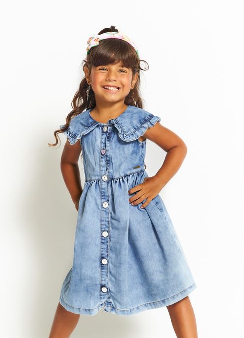 Vestido Infantil Cidade Cor de Rosa – Tam. 1 a 12 anos – Jeans