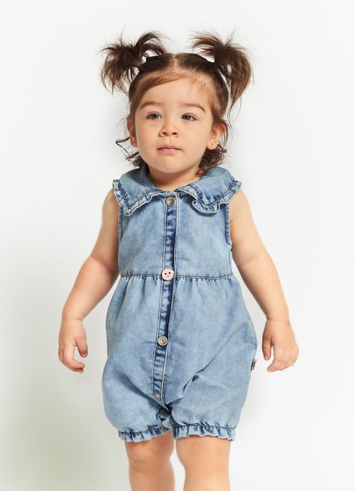 Pimpão Infantil Bebê Menina Cidade Cor de Rosa – Tam. 3 a 12 meses – Jeans