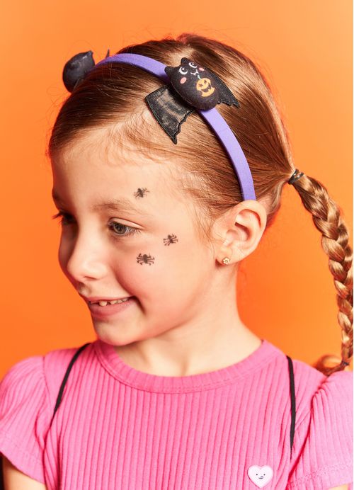 Arco Infantil para Cabelo Halloween Morceguinha – Tam. U – Preto e Roxo