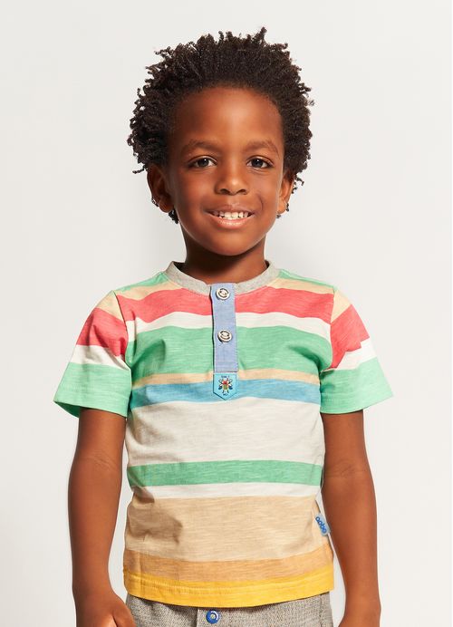 Camiseta Infantil Menino Estampa Buggy – Tam. 1 a 12 anos – Off White e Verde