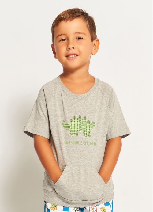 Camiseta Infantil Menino Estampa Dia de Aventura – Tam. 1 a 12 anos – Mescla