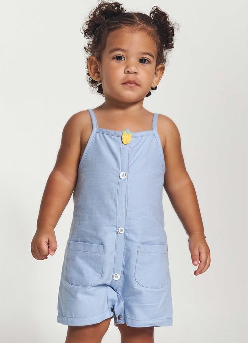 Macaquinho Infantil Menina Esconde Esconde No Jardim – Tam. 3 a 12 meses – Jeans