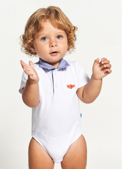Body Infantil Bebê Menino Sharkmania – Tam. 3 a 12 meses – Branco