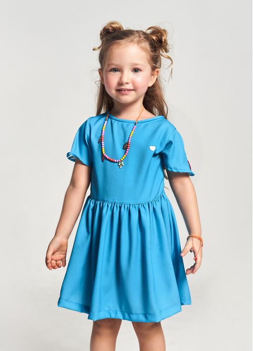 Vestido Infantil Estampa Minha Casinha de Praia - Tam. 1 a 12 anos – Azul