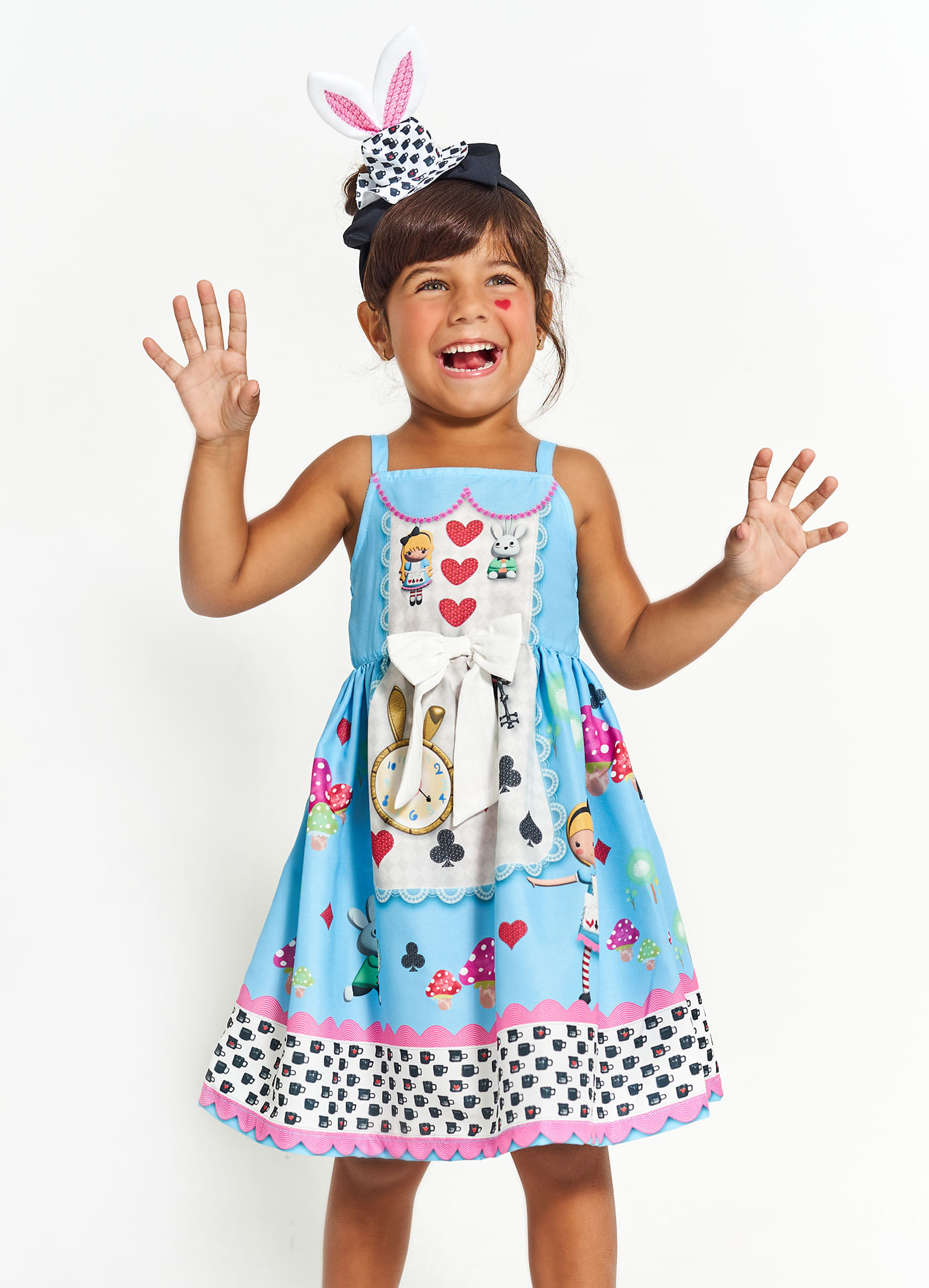 Vestido alice no pais das hot sale maravilhas infantil