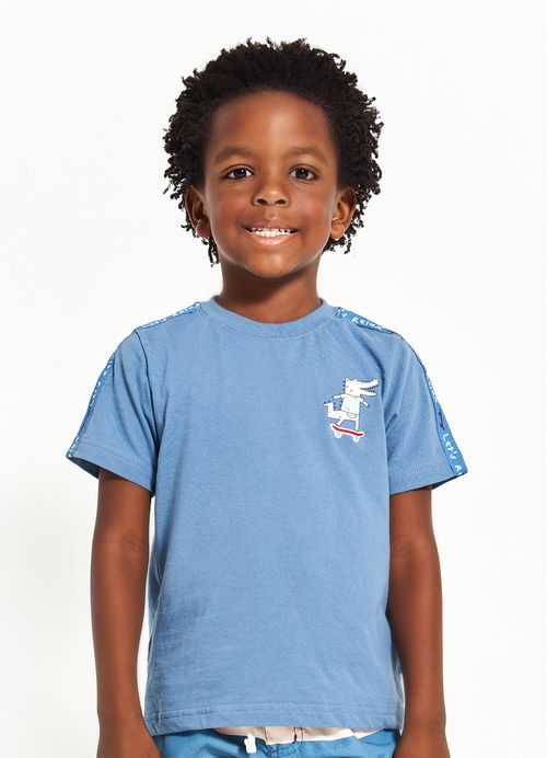 Camiseta Infantil Menino Estampa SK8 – Tam. 1 a 12 anos – Azul