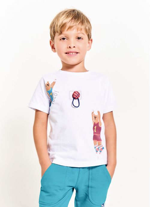 Camiseta Infantil Menino Estampa Meu Time Favorito – Tam. 2 a 12 anos – Branco