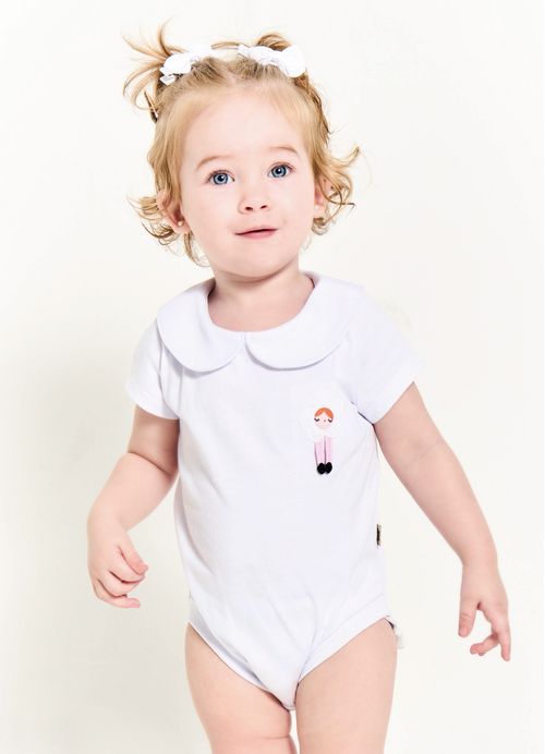 Body Infantil Bebê Menina Brincando de Xadrez – Tam. 3 a 18 meses – Branco