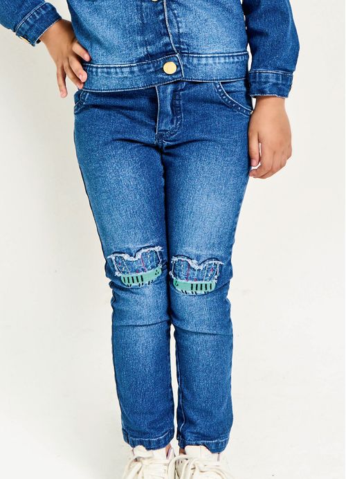 Calça Infantil Menina Estampa Jardim Mágico – Tam. 2 a 12 anos – Jeans