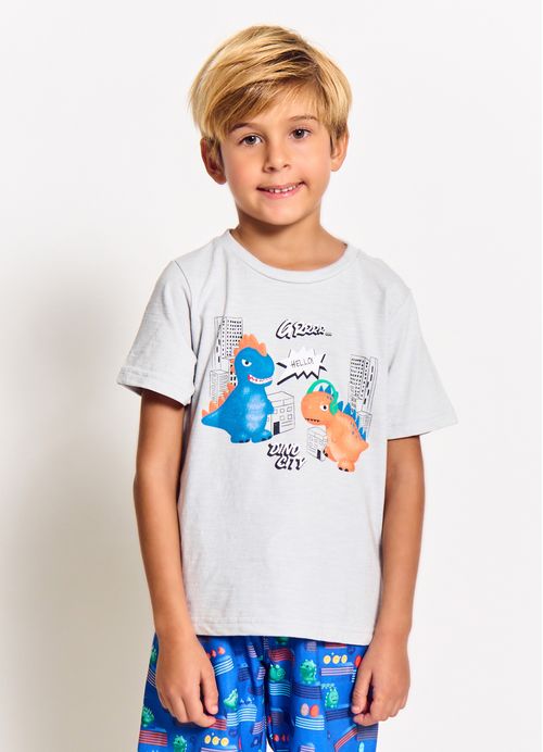 Camiseta Infantil Menino Estampa Digital Dino - Tam. 2 - 12 anos - gelo
