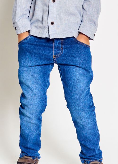 Calça Infantil Menino Estampa Qual é, jacaré? - Tam. 2 a 12 anos - Jeans