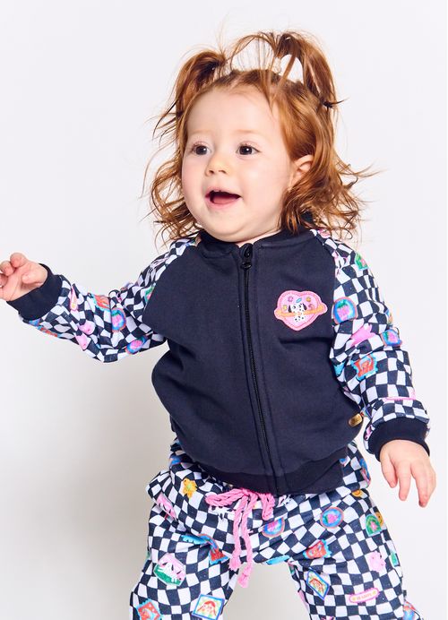 Casaco Infantil  Bebê Menina Estampa Pop Divertido - Tam. 3 a 18 meses – Preto e Branco